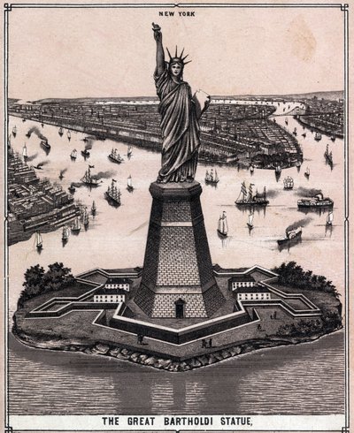 La grande statua di Bartholdi a New York, USA in 