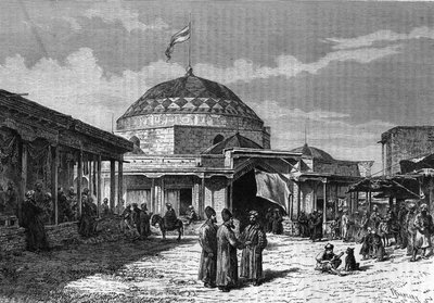 Il grande bazar di Samarcanda in Uzbekistan nel XIX secolo - Incisione in 