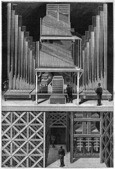 Il grande organo del Crystal Palace a Londra. da Unknown artist