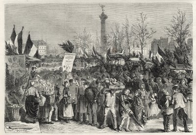 La fiera del prosciutto al Boulevard Bourdon a Parigi (Place de la Bastille) - 1868 da Unknown artist
