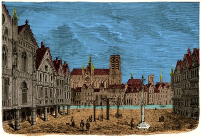 La casa con i pilastri o casa del Delfino, ex e primo hotel della città di Parigi nel Medioevo, Incisione XIX secolo da Unknown artist