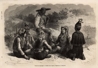 La popolazione indigena di Xieng Hong (Laos), incisione per illustrare il viaggio di esplorazione in Indocina, di Francis Garnier, 1866-1868 da Unknown artist