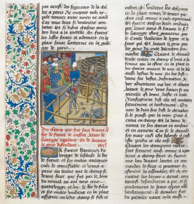 Il combattimento giudiziario di Jacques le Gris e Jean de Carrouges. Bordo floreale da Unknown artist