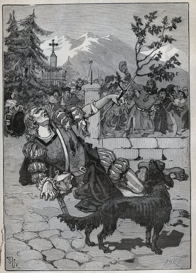 Il tiglio di Friburgo: un soldato della Confederazione Elvetica venne a Friburgo per annunciare la vittoria della Svizzera contro Carlo il Temerario nella Battaglia di Morat il 22 giugno 1476 con un ramo di tiglio dal campo di battaglia. da Unknown artist