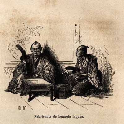 Il produttore di coppe laccate. Incisione per illustrare il viaggio in Giappone nel 1863-1864, di Aime Humbert, ministro della Confederazione Svizzera, in 