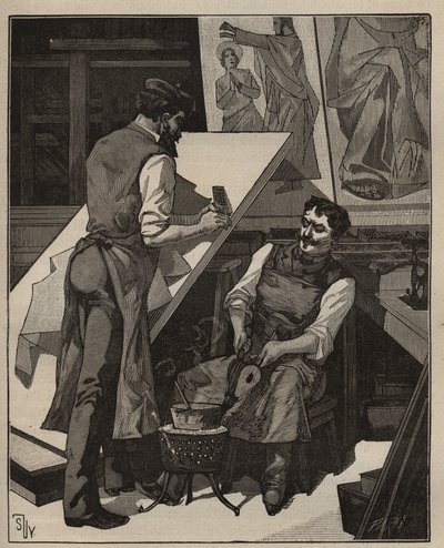 Il mosaico: laboratorio di mosaico. Incisione del 1885 in "Les arts et metiers illustres" di Adolphe Bitard da Unknown artist