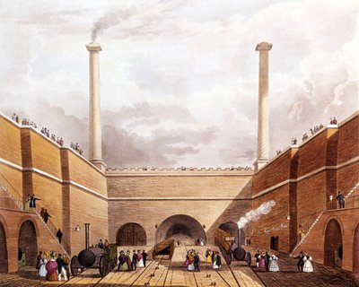 La nuova linea ferroviaria tra Manchester e Liverpool. Inaugurazione. Liverpool and Manchester Railway da Unknown artist
