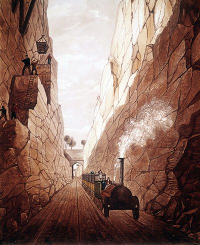 La nuova linea ferroviaria tra Manchester e Liverpool. Olive Mount Trench. 1832. da Unknown artist