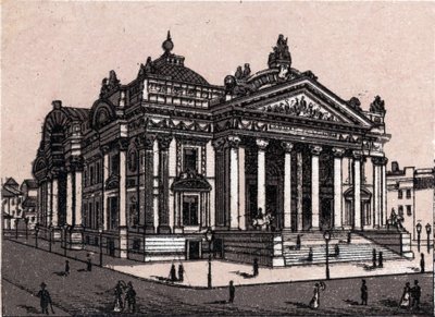 La nuova borsa di Bruxelles in Belgio in "Il mondo illustra 168 vedute" Non datato (fine XIX secolo) da Unknown artist
