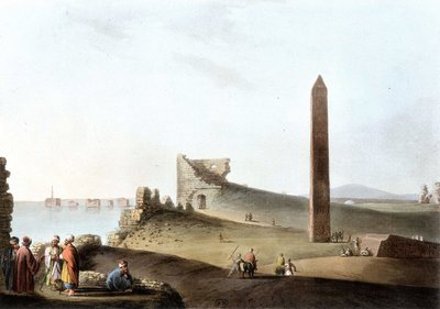Gli obelischi ad Alessandria, chiamati gli aghi di Cleopatra - in "Vedute in Egitto" da Unknown artist
