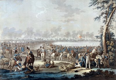 Il passaggio del Danubio il 6/07/1809 durante la Battaglia di Wagram Litografia del XIX secolo Parigi, Museo dell