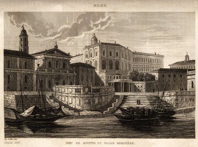 Il porto di Ripetta e il Palazzo Borghese a Roma, incisione di Ch. de Vene, in "Italia pittoresca", Amable Coste editore, Parigi da Unknown artist