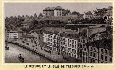 Il rifugio e il molo di Tréguier a Morlaix (Finistère, Bretagna). Cromolitografia della fine del XIX secolo da Unknown artist