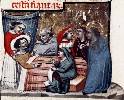 La ripetizione del testamento al capezzale del malato Miniatura dal Codice di Giustiniano da Unknown artist