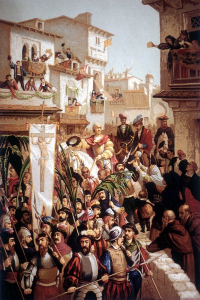 Il ritorno di Cristoforo Colombo (1451-1506), navigatore di origine italiana, in Spagna nel 1493 da Unknown artist