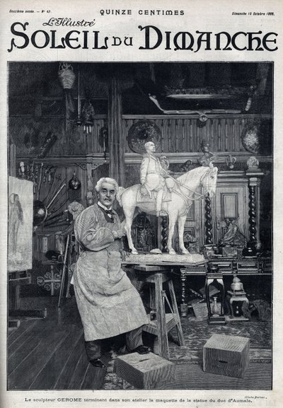 Lo scultore Jean Leon (Jean-Leon) Gerome (1824-1904) termina nel suo studio il modello della statua del Duca d