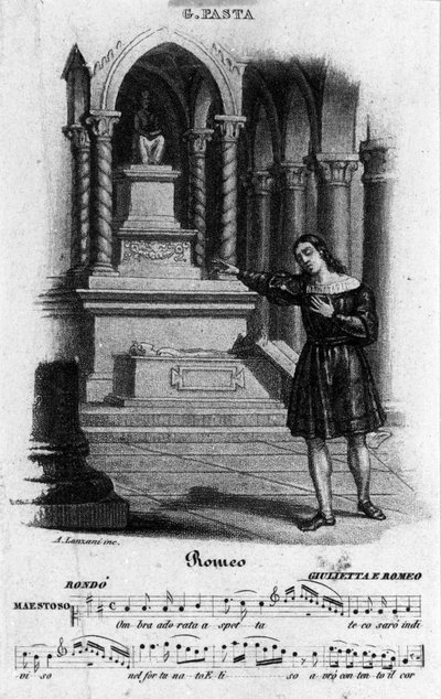 La cantante Giuditta Pasta (1797-1865) interpretando Romeo in "Giulietta e Romeo" di Nicola Antonio Zingarelli (1752-1837) da Unknown artist