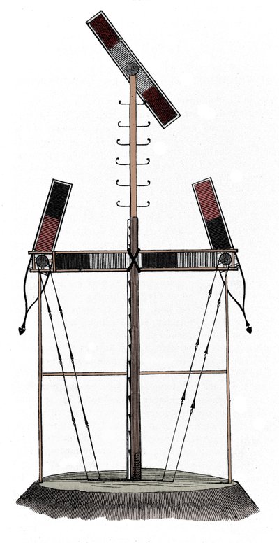 Il telegrafo di Claude Chappe (1763-1805), ingegnere francese - Incisione del XIX secolo da Unknown artist