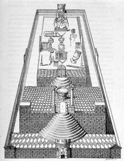 Il tempio di Salomone a Gerusalemme, secondo una delle figure da disegnare sul pavimento delle logge durante le accoglienze franco-massoniche - in "La France Juive" di Edouard Drumont da Unknown artist