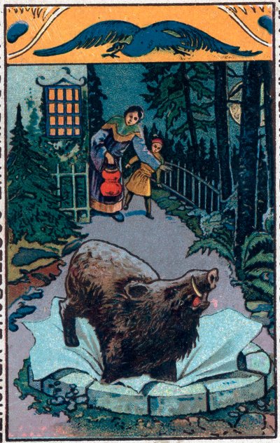 Il terribile cinghiale. Racconto cinese. Cromolitografia della fine del XIX secolo da Unknown artist