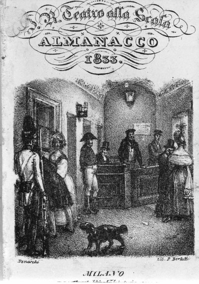 La biglietteria del Teatro alla Scala, almanacco del 1833 da Unknown artist