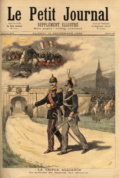 La triplice alleanza tra Germania, Austria Ungheria e Italia, accusata dalla Francia di tradimento da quando il principe Vittorio (1862-1926) visitò Guglielmo II (1859-1941), imperatore dei tedeschi da Unknown artist