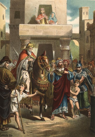 Il trionfo di Mardocheo, personaggio biblico (V secolo a.C.). In "El Culto de la Hermosura" di Juan Justo Huguet, Molinas Hermanos editores da Unknown artist