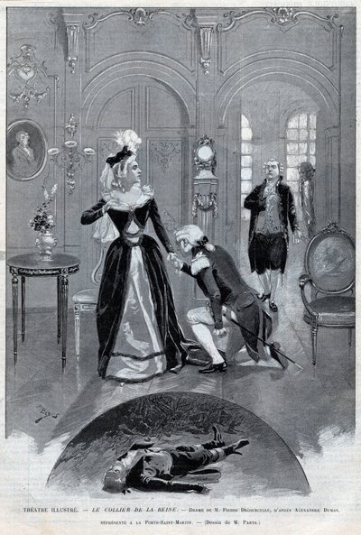 Il collier della Regina, dramma di Pierre Decourcelle e Alexandre Dumas padre, rappresentato al Teatro de la Porte-Saint-Martin, Parigi, 31 gennaio 1895 da Unknown artist