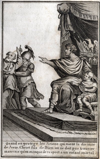 Teodosio I (Flavio Teodosio) (347-395), imperatore romano, fece arrestare Anfilochio, vescovo di Iconio, per mancanza di rispetto verso suo figlio, Arcadio (377-408). Il vescovo dichiara: 