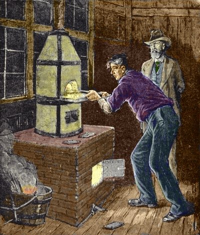 Thomas Edison sperimenta intorno al 1879 con carta carbone per la lampada a incandescenza da Unknown artist