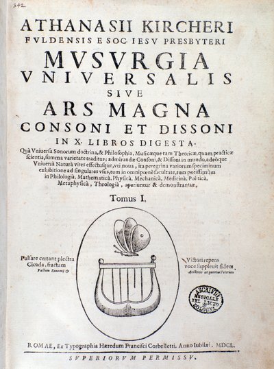 Pagina del titolo di Musurgia (1650) da Unknown artist