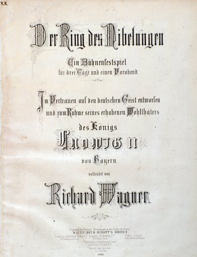 Pagina del titolo della partitura musicale di Der Ring des Nibelungen di Wagner da Unknown artist