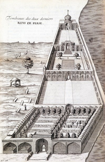 Tombe degli ultimi due re di Persia - in "Diario del Viaggio del Cavaliere Chardin, Persia e Indie Orientali, dal Mar Nero e la Colchide" da Unknown artist