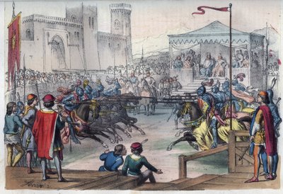 Torneo in occasione del matrimonio di Isabella di Baviera (1371-1435) e Carlo VI - incisione da “Usi e Costumi di Tutti i Popoli dell