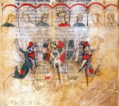 Scena di torneo dal manoscritto "Lancillotto del Lago" del XIII secolo. Biblioteca Nazionale Marciana Venezia da Unknown artist