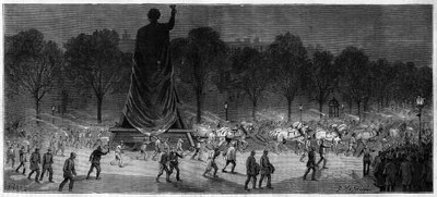 Traslazione della statua della Repubblica (Marianne in bronzo, alta 9,50 m), dai laboratori del Sig. Thiebaut alla Place de la Republique a Parigi nel 1883 da Unknown artist