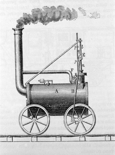 Locomotiva di Trevithick. Incisione del XIX secolo da Unknown artist