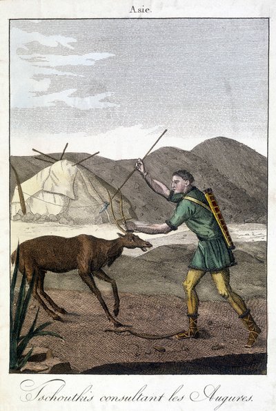 Uomo Tschutkis che consulta gli auspici (Asia) da Unknown artist