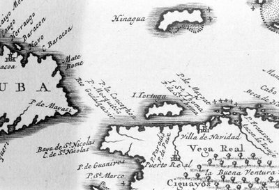 Isola della Tartaruga e Santo Domingo da una mappa del XVII secolo di Pierre Vandier da Unknown artist