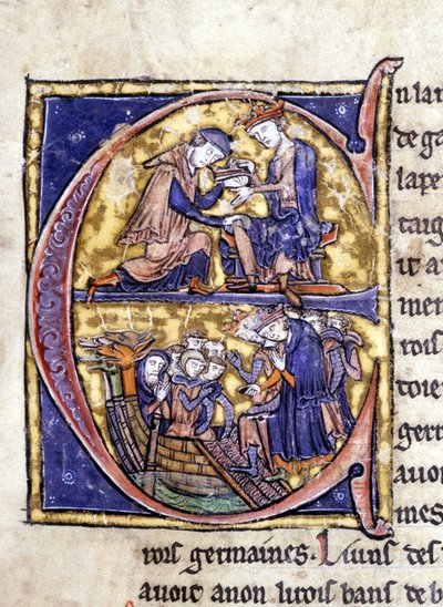 Due re di Bretagna: Bans de Berroye (padre di Lancillotto) e Boorz de Gaune. Manoscritto: Conquista del Santo Graal, scritto 717 anni dopo la passione del nostro Signore. Biblioteca municipale di Rennes, ms. 255 (Collezione di romanzi della Tavola Rotonda) da Unknown artist