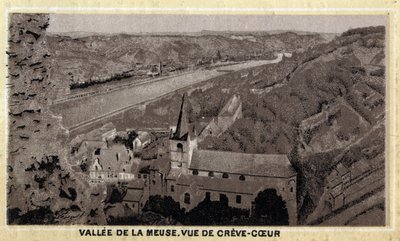 Valle della Mosa: veduta di Creve Coeur (Creve-Coeur o Crevecoeur), Vallonia, Belgio. Cromolitografia della fine del XIX secolo da Unknown artist