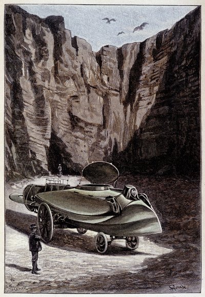 Veicolo "fusiforme" - in "Il padrone del mondo" di Jules Verne da Unknown artist