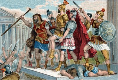 Vespasiano (in latino Tito Flavio Vespasiano) (9-79) fu proclamato imperatore dai suoi soldati. Cromolitografia intorno al 1890 da Unknown artist