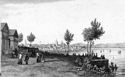 Vista di Magonza in Germania e del Reno intorno al 1830. da Unknown artist