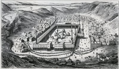 Veduta della Mecca e della sua grande moschea al tempo della visita dei pellegrini - incisione del XIX secolo da Unknown artist