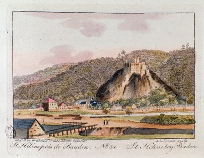 Veduta di St. Helene a Baden, Austria. Incisione del 1815 da Unknown artist