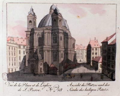 Veduta della piazza della chiesa di San Pietro a Vienna, Austria da Unknown artist