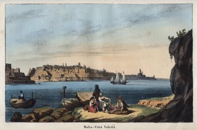 Veduta di La Valletta (Malta) nel XIX secolo - incisione da "Usi e Costumi di Tutti i Popoli dell