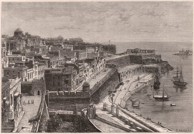 Veduta di La Valletta e del suo porto nel XIX secolo da Unknown