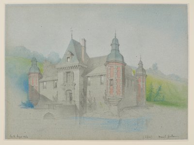 Veduta di un castello su un fiume da Unknown artist